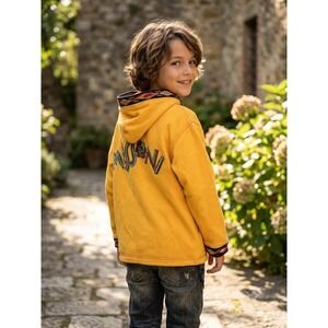 Vintage Missoni Kids 1/4 Zip Pullover  Hoodie Yellow Embroidered Logo Italy